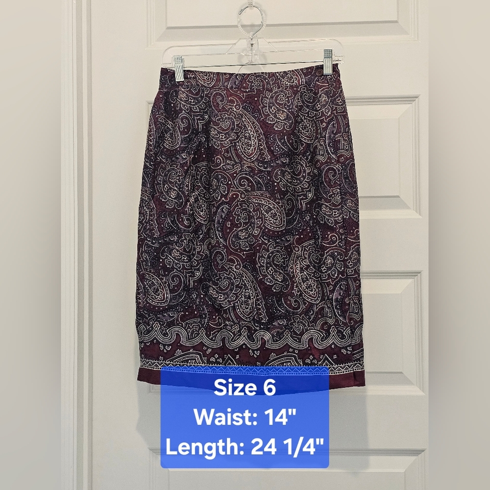 Laura Leigh Ltd Paisley Print Wrap Skirt, EUC, Size 6